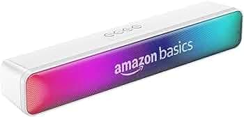 (Refurbished) amazon basics Wireless Soundbar with Bluetooth, USB, Fm Antenna, and Party RGB Lights for Tv, Mobile, Pc, Tablets, and Laptops, 16W (Whi...