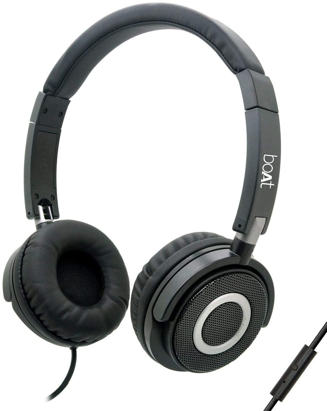 boAt Bassheads 900 Wired On Ear Headphones with Mic (Carbon Black)