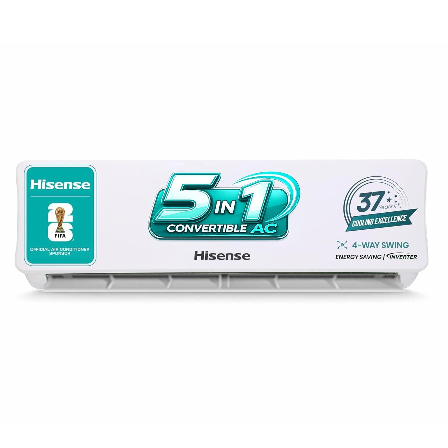 Hisense 1.5 Ton 3 star Inverter Split AC(Copper, 5-in-1 Convertible with Intelligent 4 modes, PM 2.5 filter, Anti corrosion, AS-18TR4R3E1, White