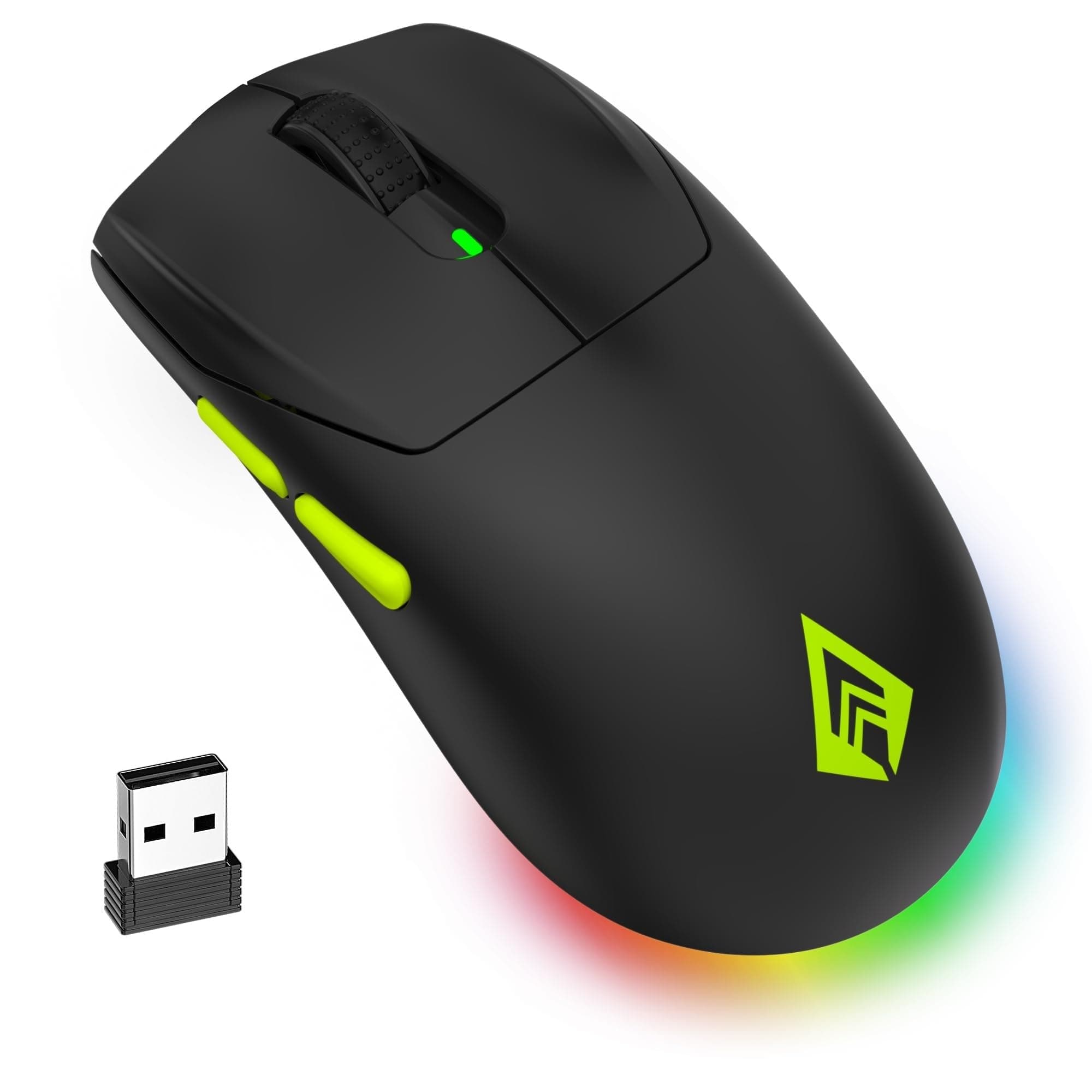 Archer Tech Lab Recurve 600 Wireless Gaming Mouse, Three Mode Connectivity (2.4G/Bluetooth/Wired), Adjustable 10000 DPI and 7 Buttons, 8 RGB Modes, Pixart 3325 Sensor with 1000Hz Polling Rate