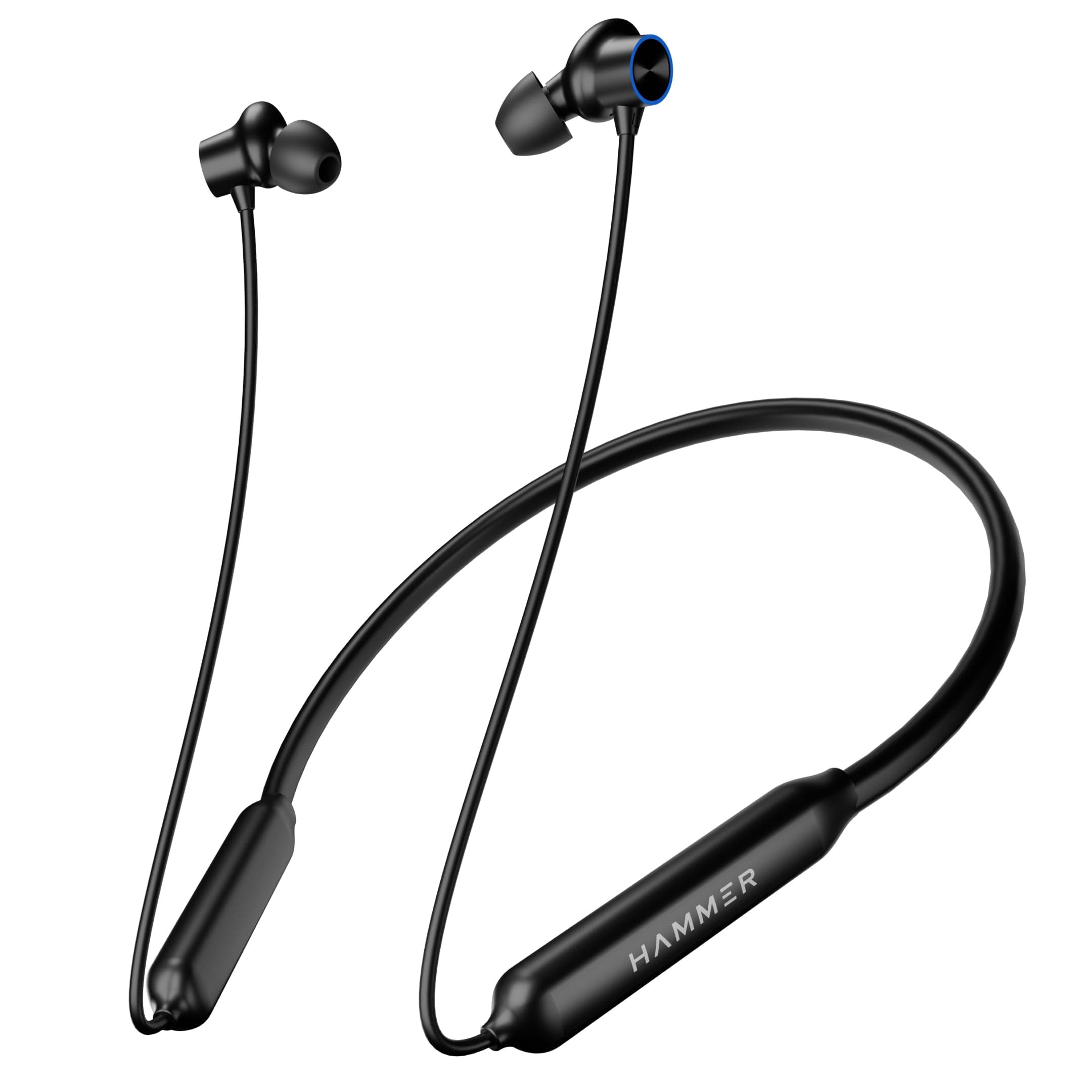 HAMMER Splendor in Ear Bluetooth Neckband with Magnetic Earbuds, Deep Bass, Built-in Mic, Upto 18 Hrs Playtime, BT 5.2, Micro USB Charging Port (Black...