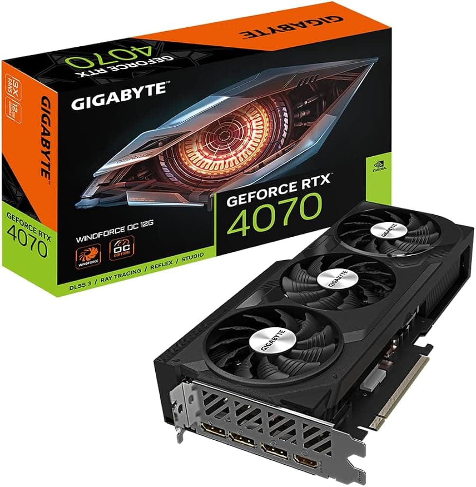 GIGABYTE GV-N4070WF3OC-12GD Graphics Board with NVIDIA GeForce RTX4070, 12 GB
