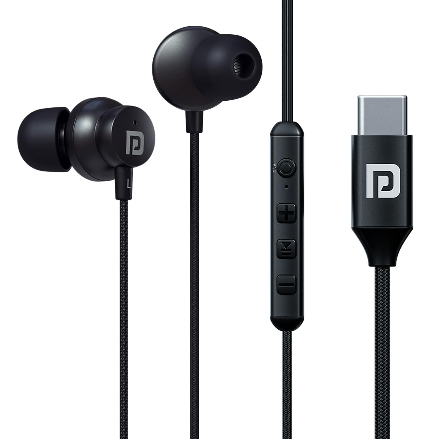 Portronics Conch Z ANC Type-C Wired Earphones with Active Noise Cancellation, 12mm Dynamic Drivers, HD Inline Mic, in-Ear Earbuds, Inline Controls, US...