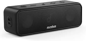 Soundcore 3 by Anker, Bluetooth Speaker and Sound Box with Stereo Sound, 24H Playtime, IPX7 Waterproof, Pure Titanium Diaphragm Drivers, PartyCast, Ba...