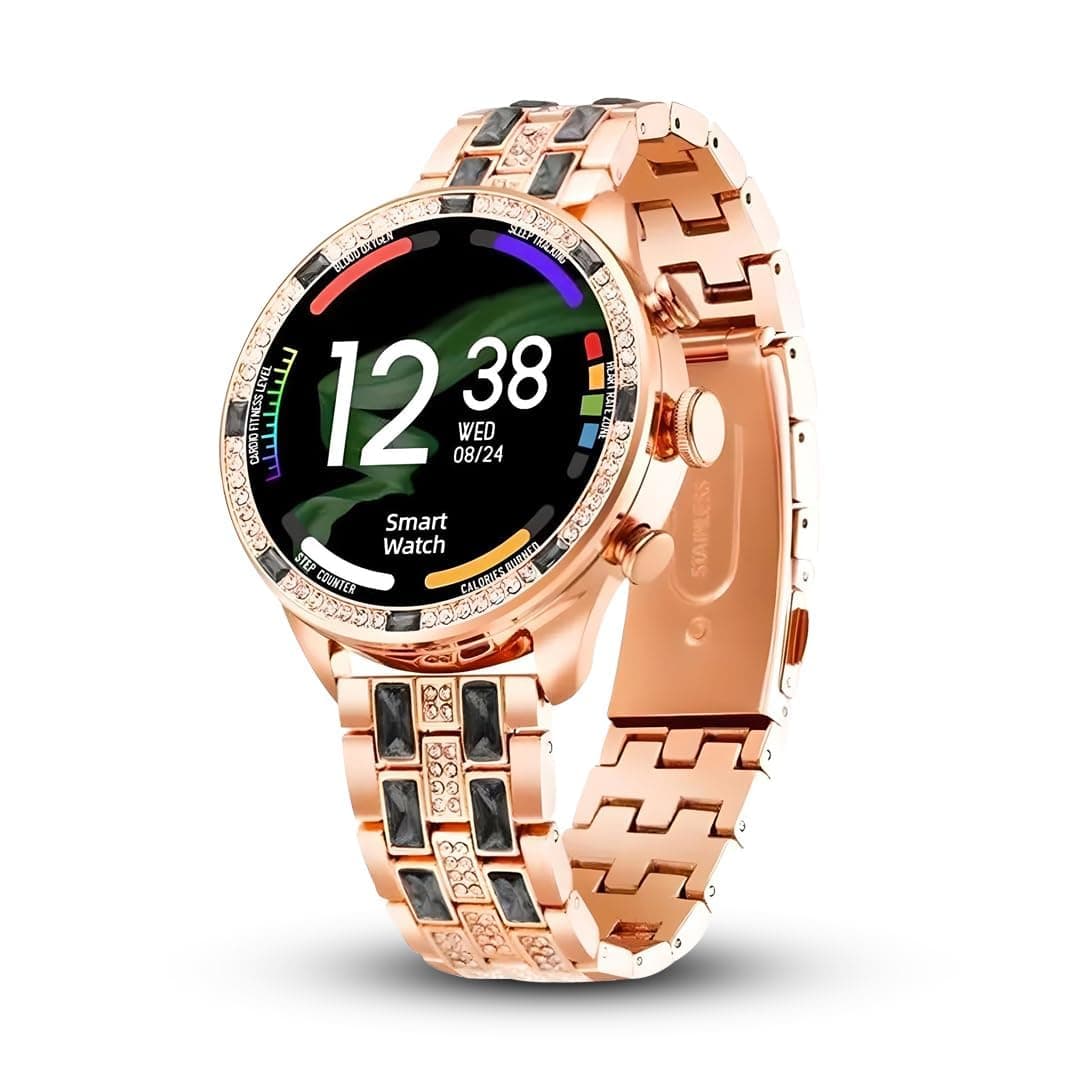 PunnkFunnk GEN 12 Smart Watch Specially Made for Girls & Womens Music Smartwatch with Golden Strap | 1.30 Inch Amoled Sunlight Proof Display (Golden S...