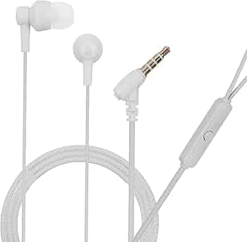 Hitage HB-143+ Flower Series Tangle Free with Mic Wired Headset (White, in The Ear)