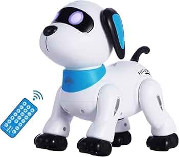 yiman Kids Remote Control Robot Dog Toy, Programmable Interactive & Smart Dancing Robots for Kids 5 and up, RC Stunt Toy Dog with Sound LED Eyes, Elec...
