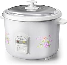 Macook 2.8 L 1000-Watts Electric Rice Cooker with 2 Cooking Pans, Measuring Cup, Steam Tray, Cooking Plate and Rice Scoop, MCIN-00006 (White)