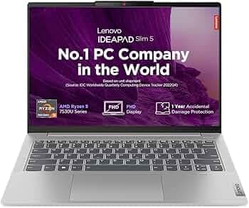 Lenovo IdeaPad Slim 5 Light Ryzen 5 7530U 14" (35.5cm) FHD IPS 300 Nits Thin & Light Laptop (16GB/512GB SSD/Win 11/MSO 21/Backlit KB/FHD Camera/Alexa/...