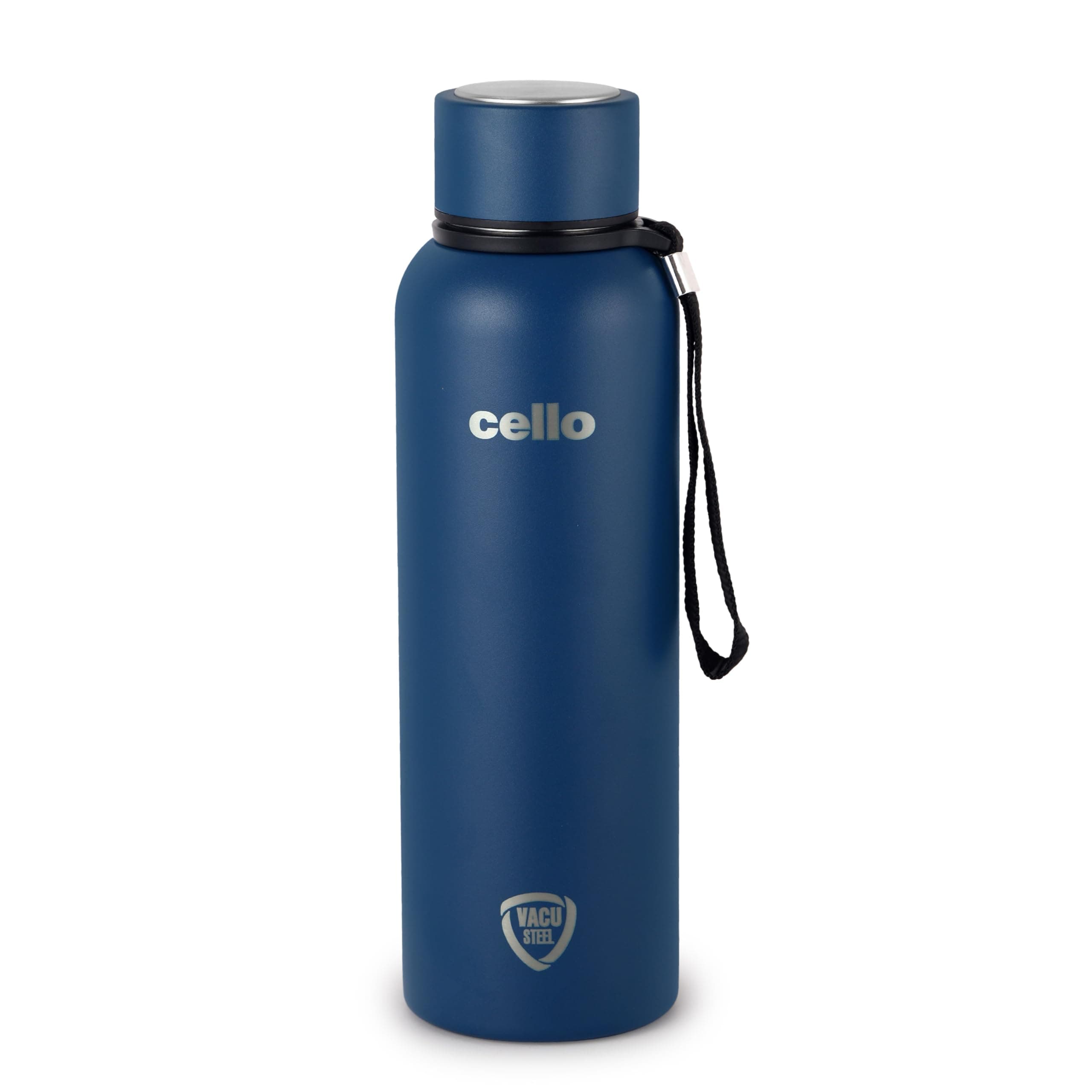 Cello Duro Kent Thermosteel Water Bottle 750ml, Dark Blue | ISI Certified | 24 Hours Hot Or Cold | Double Walled Vacuum Insulated Flask Bottle for Tea, Coffee | Ideal for Personal Use & Office