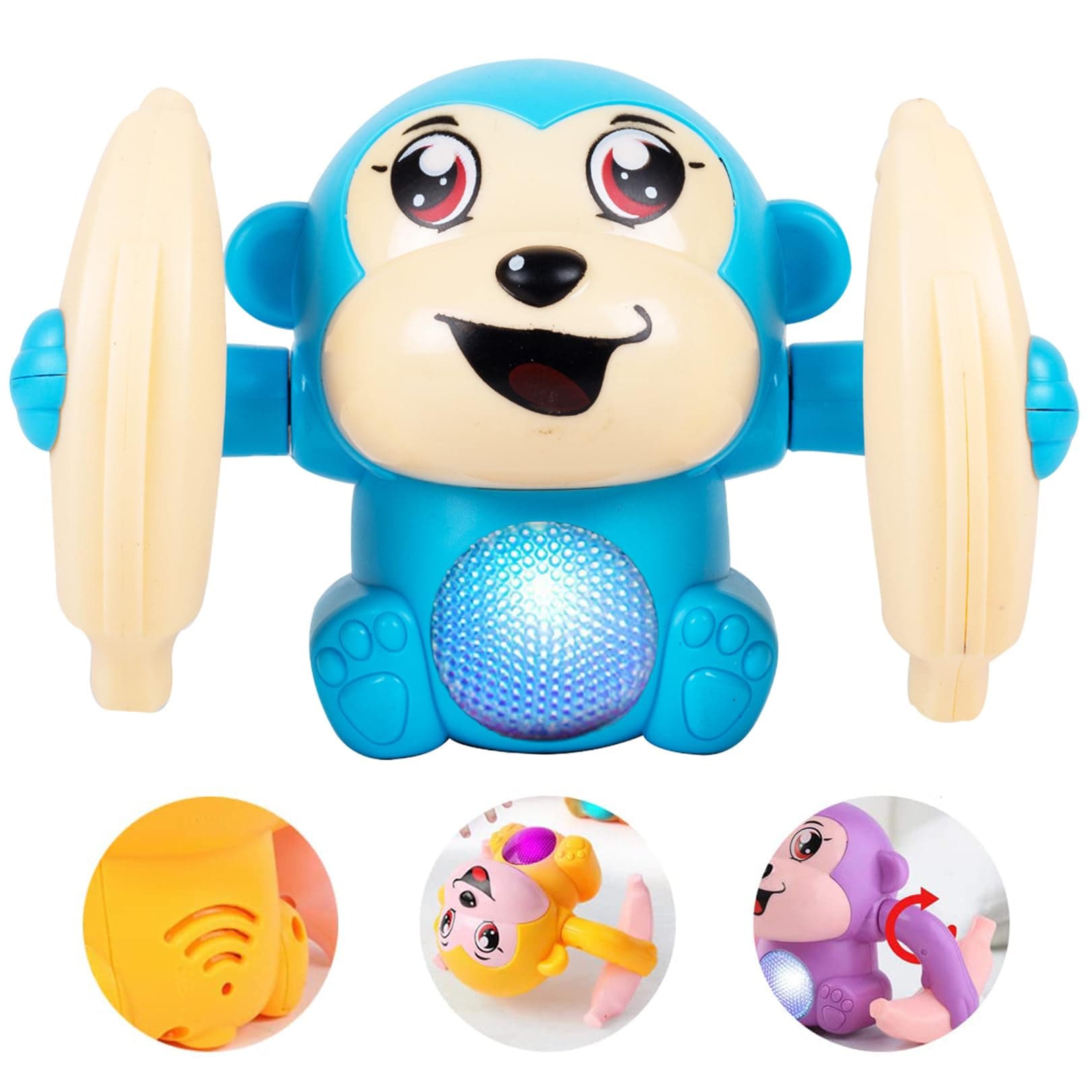 Gooyo GY-2020 Battery Operated Voice Control Monkey Toy with Musical, Dancing, Spinning,Rolling and Sensor Feature for Gifts/Kids/Babies/Boys/Girls|Bl...