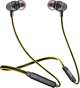 tunez Rhythm R27 in Ear Wireless Neckband with 20 Hours Play Time, Fast Charging,IPX5 Water Resistant, Bluetooth V5.0, in Built mic,10mm Driver, Deep ...