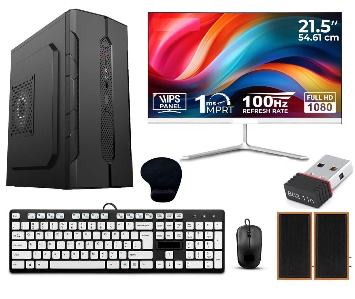 Desktop Computer Set with i7 3770, 8GB RAM, 512GB SSD, 21.5-inch Full HD Monitor, Keyboard Mouse, Wi-Fi Dongle, Speakers, Windows 10
