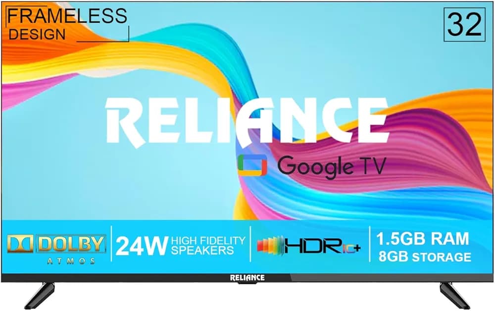 Reliance 80 cm (32 inch) OLED Full HD Smart Google TV with Metal Body, Frameless Design & Voice Remote (RGT32GTM2487)