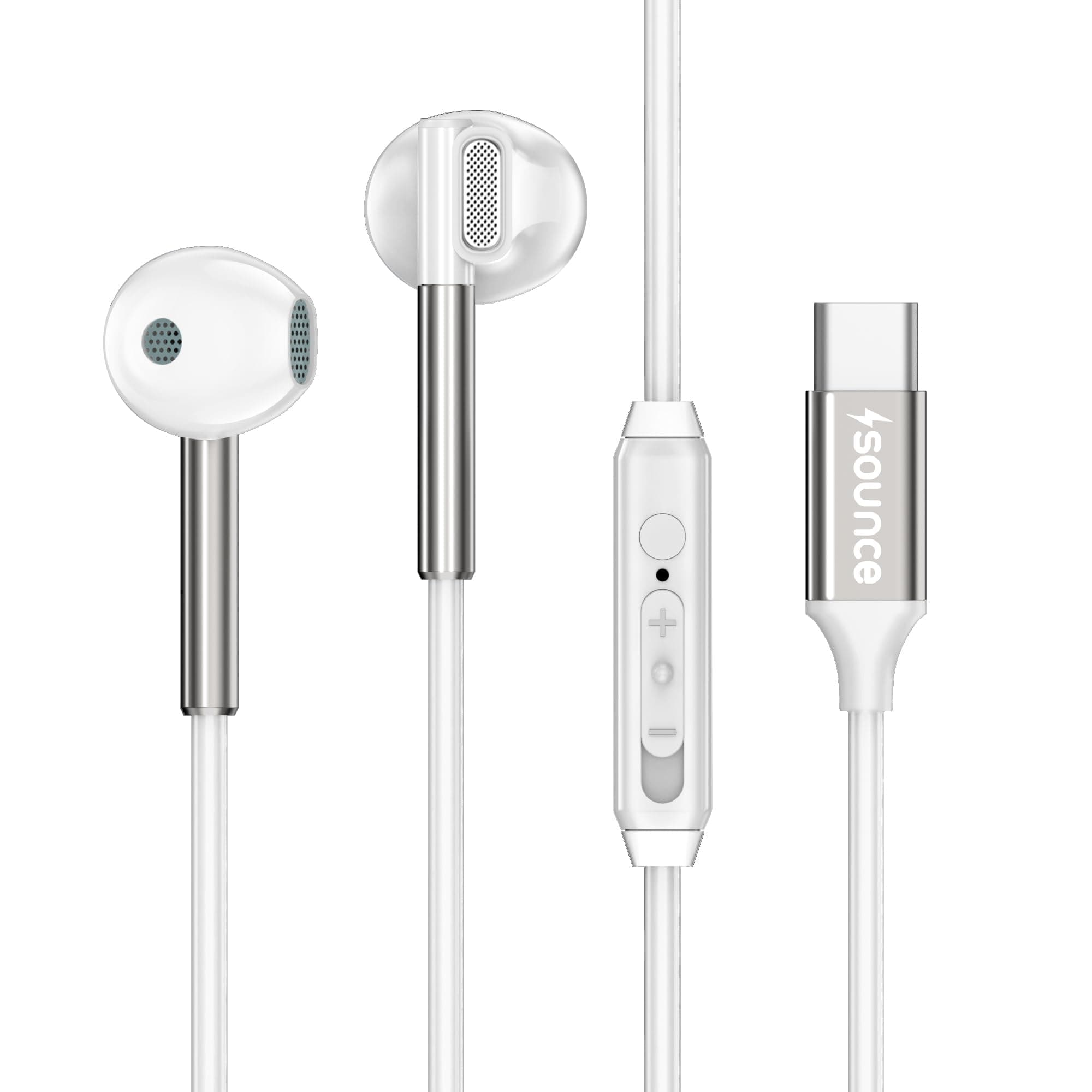 Sounce HyperC Type-C Wired Earphones with 14.2mm Dynamic Drivers, HD Mic, Deep Bass Stereo Sound, Ergonomic Noise-Isolating Earbuds, TPE Cable, Smart ...
