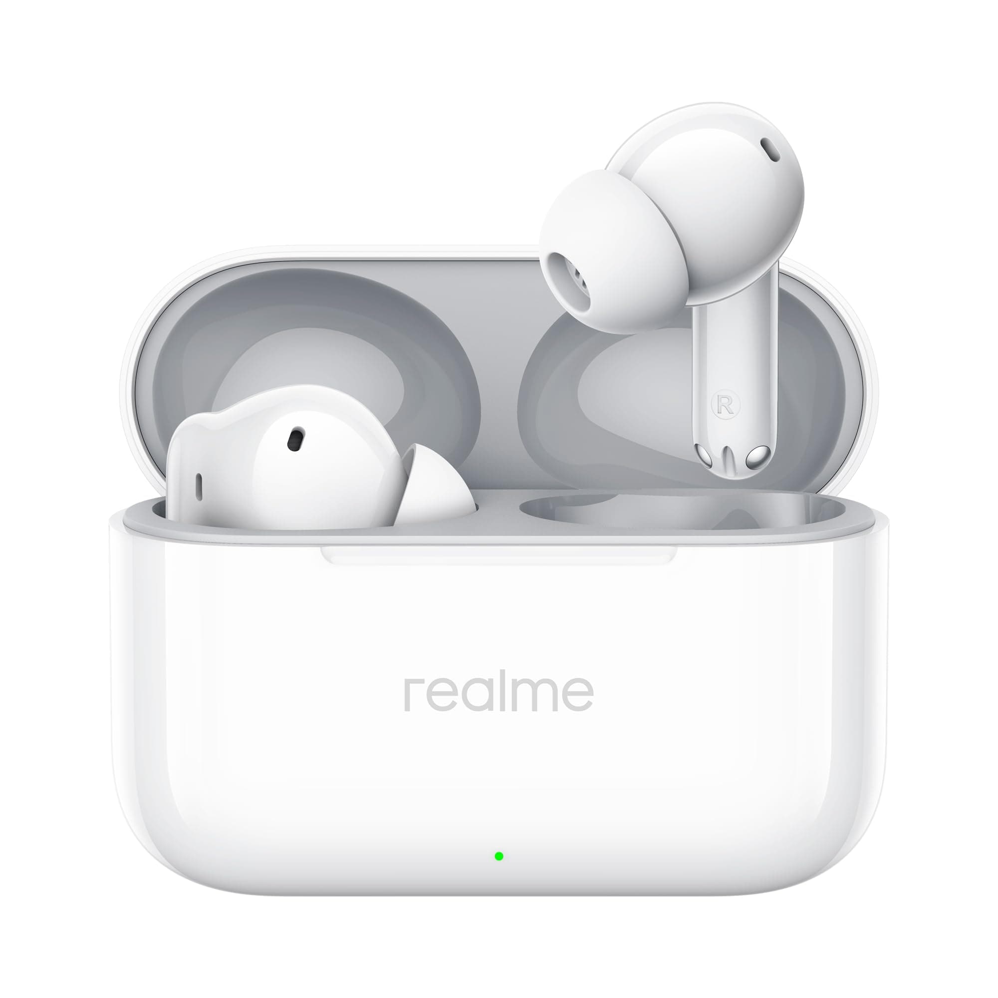realme Buds T200 True Wireless Earbuds with Hi-Res Audio, 12.4mm Dynamic Bass Drivers, 32 dB ANC, Quad Mic, 45ms Latency, Upto 50 Hrs Playback, Fast Charge, IP55 Rated, BT 5.4 (Snowy White)