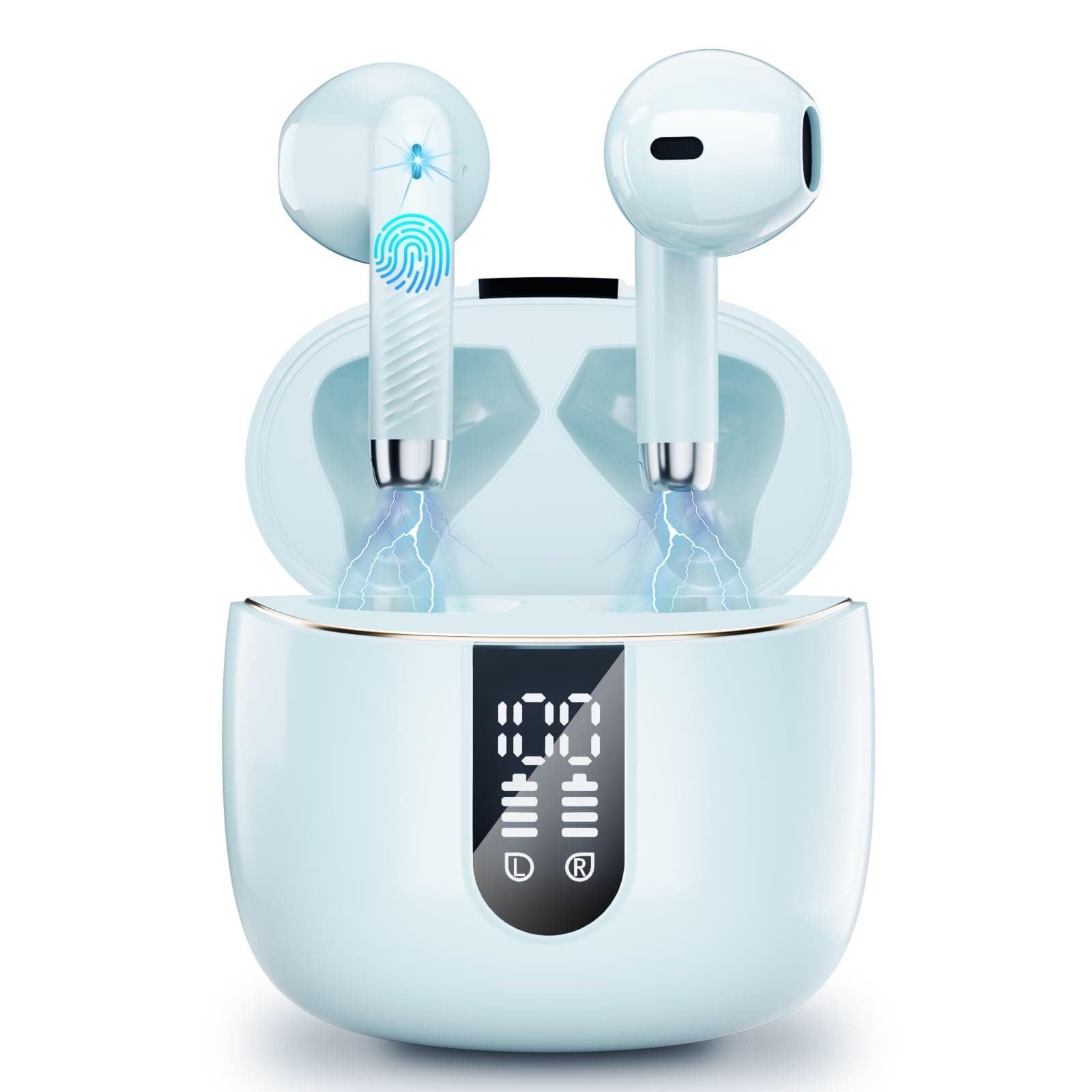 Wireless Earbud, Bluetooth 5.4 Headphones New 40H Ear Bud with LED Power Display, in-Ear Bluetooth Earbud HiFi Stereo Sound with 4 Mics, IP7 Waterproo...