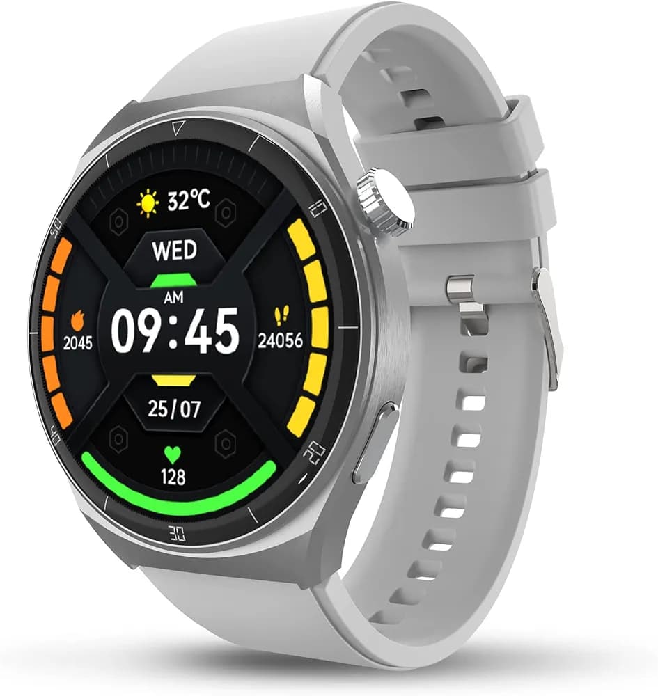 (Renewed) beatXP Vega X 1.43" AMOLED 466 * 466px Display One-Tap BT 5.2 Calling AI Voice Assistant Smartwatch (Iced Silver)