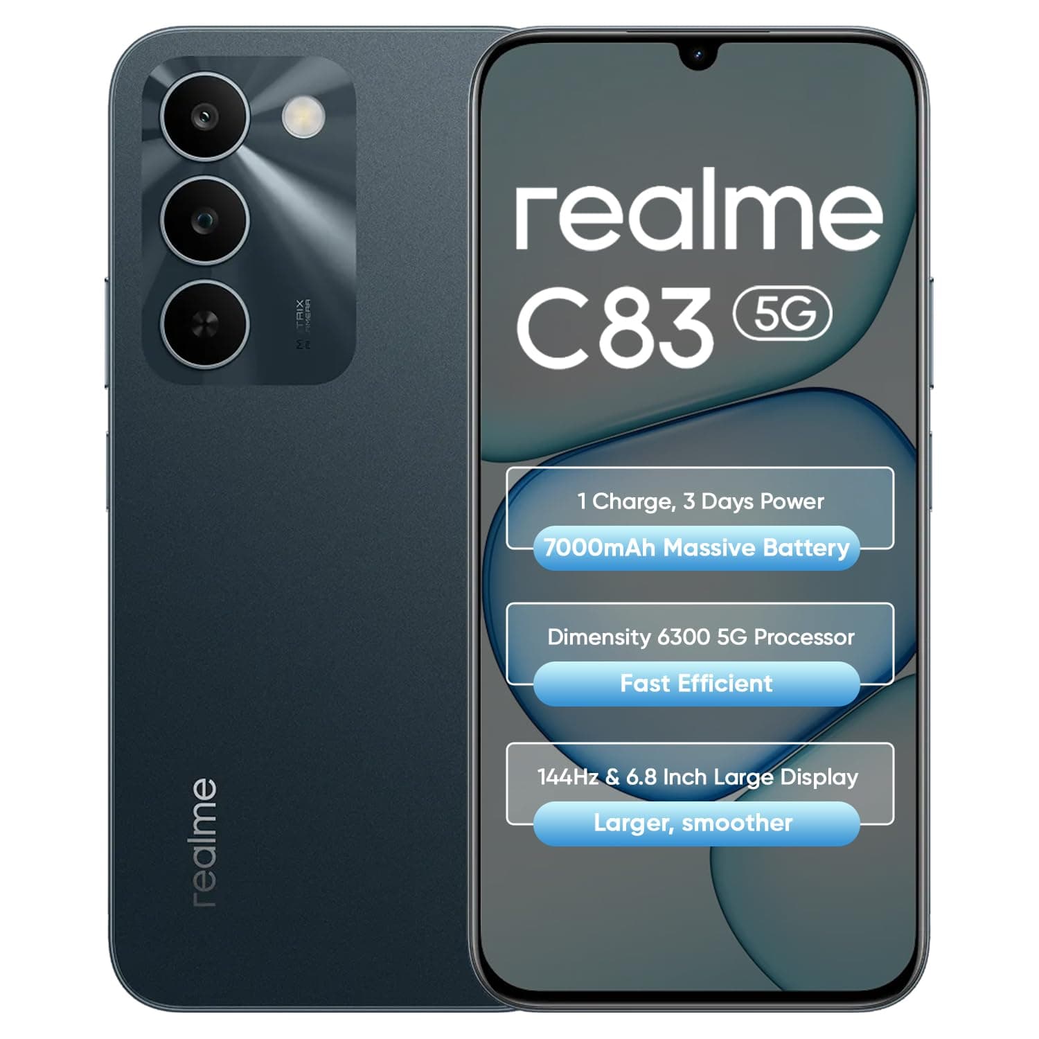 realme C83 5G Smartphone 7000mAh Mega Battery, 6.8-Inch & 144Hz Immersive Ultra Smooth Display, Dimensity 6300 Processor, IP64, Military Grade Durabil...