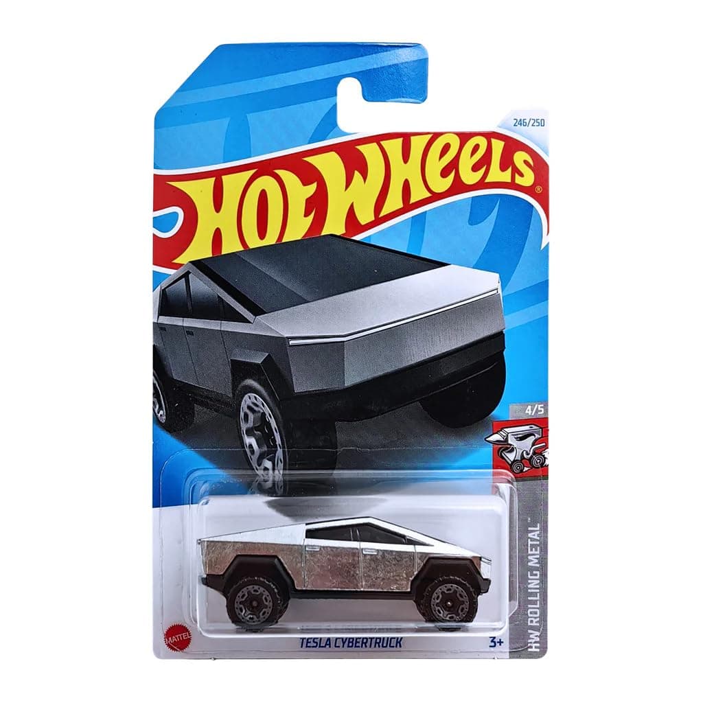 Hot Wheels 1:64 Scale Tesla Cybertruck HW Rolling Metal for Ages 3 and Up by Small CLAP (Silver)