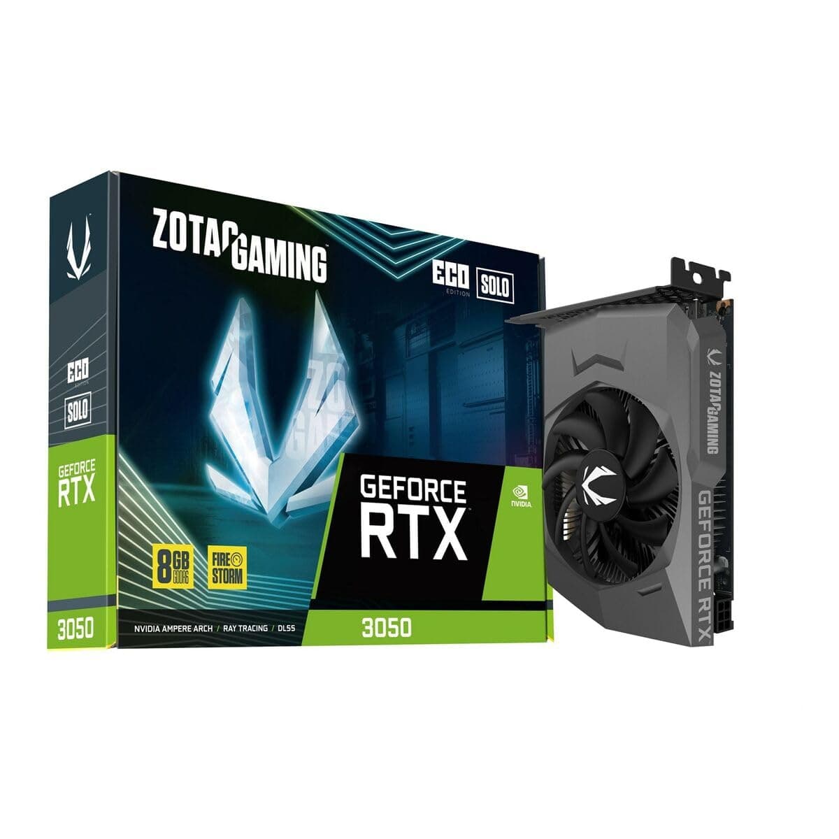 Zotac Gaming GeForce RTX 3050 Solo GDDR6 8GB 128 Bits PCIe 4.0 Graphics Card with 1777 MHz Boost Clock & 5 Years Warranty (3 Years Warranty + 2 Years Extended Warranty)