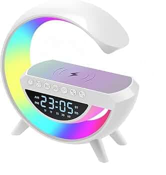 AASHRO MALL Portable Bluetooth Speaker with White Noise RGB Light, LED Display, Loudspeaker, 15W Wireless Phone Charger, FM Radio, TF Card Slot, USB P...