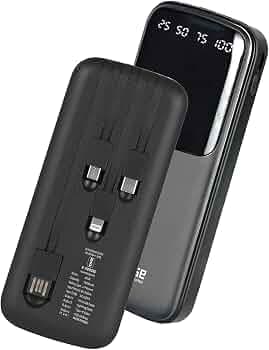 Inbase Club Power Bank 10000mah Lithium Polymer Battery 12W Fast Power Delivery Charging 4 in 1 Inbuilt Cables Micro USB, Type C, USB A Quick Charge A...