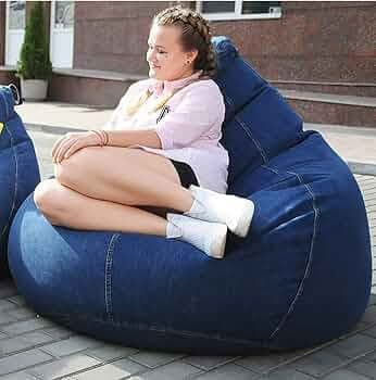 Bhailu Art Tearing Proof Pure Denim Jeans Bean Bag | Classic Beanbag XXXL (New Denim Bean Bag XXXL)