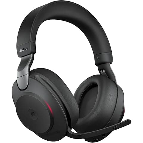 Jabra Evolve2 85 MS Wireless Bluetooth Headset with Link 380/390a USB-A Adapter, (ANC), Stereo, MS Teams Certified, Noise-Cancelling Microphone, Up to 37 Hours Battery, Black