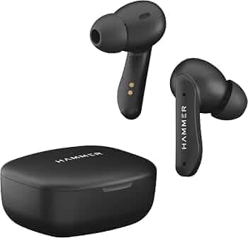 HAMMER Solitude Bluetooth Earbuds with Upto 22H Playtime, ENC, Fast Charging Type-C, IPX4 Water Resistant, Bluetooth v5.3, Touch Controls and Voice As...