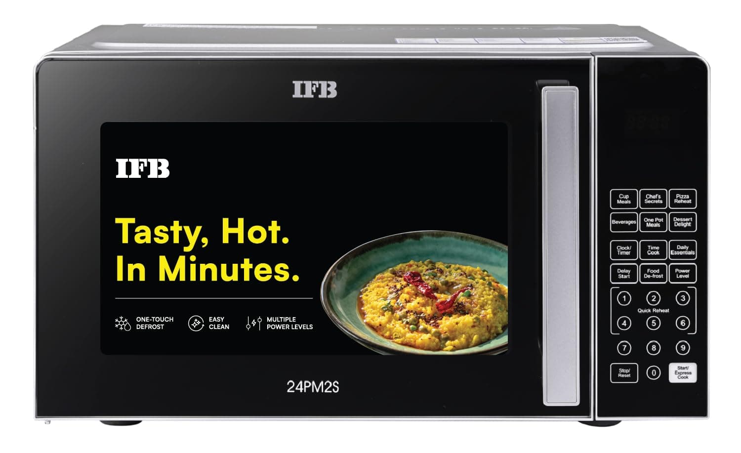 IFB 24 L Solo Microwave Oven (24PM2S, Silver, 69 Indian and Continental Auto Cook Recipes)