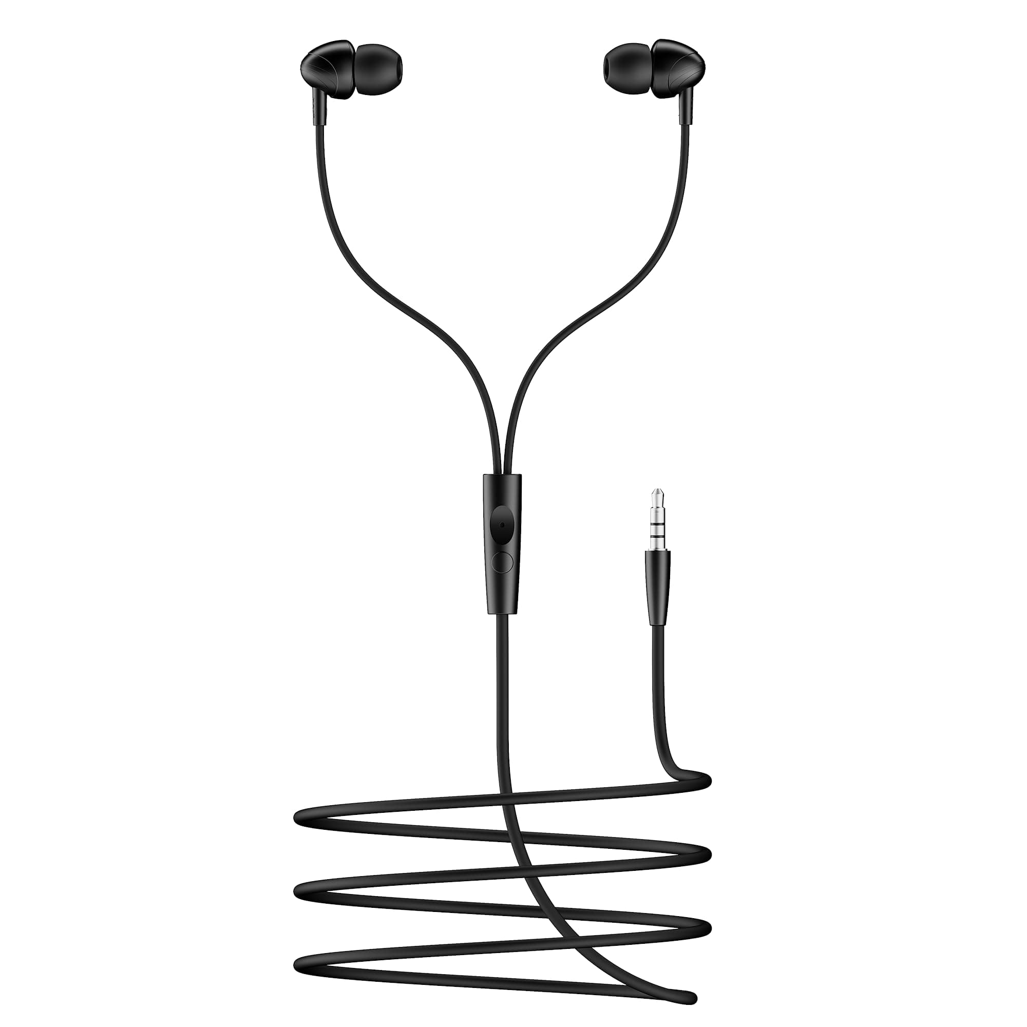 boAt BassHeads 210 Wired Earphones with 10mm Drivers, Signature Sound, in-Line Microphone, 3.5mm Jack, Voice Assistant & 120cm Cable (Active Black)