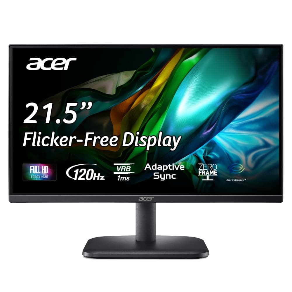 acer EK220Q J0 21.5 Inch Full HD VA Panel Monitor | 120Hz Refresh | 1ms VRB | AdaptiveSync | sRGB 99% | Flicker-Less & BlueLightShield | ZeroFrame | H...
