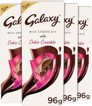 Galaxy Silky Smooth Cookie Crumble Valentine's Chocolate Gift Bar | Rich & Creamy Bar | Loaded With Milk & Crumbly Cookie Pieces | 96g | Pack of 4