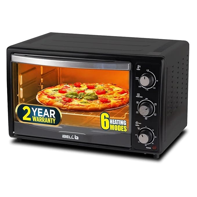 iBELL EO250G | OTG 25 Litre, Oven Toaster Griller with Motorized Rotisserie, 1500Watt, 6 Heating Modes | Black