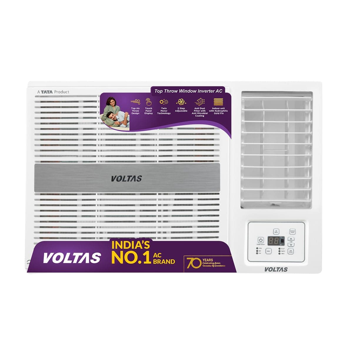 Voltas 1.5 ton 3 Star Inverter Window AC (Copper, 2-in-1 Cooling Modes, Anti-Dust Filter, 2-Way Swing, Memory Restart, Sleep Mode (183INV PEARL, White...
