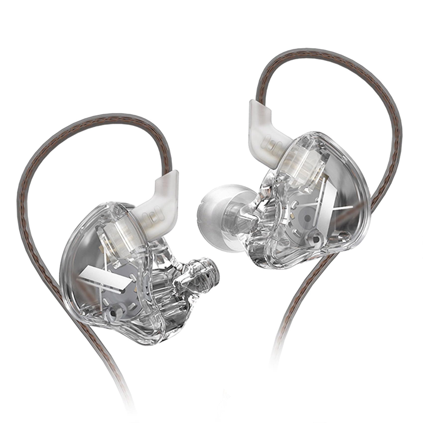 Yinyoo KZ EDX 1DD HiFi Wired Earphone, EDX in-Ear Earbud with New 10mm Composite Magnetic Dynamic Driver Over Ear Headset with Detachable 2 Pin 0.75MM Cable(Without mic, Clear Grey)