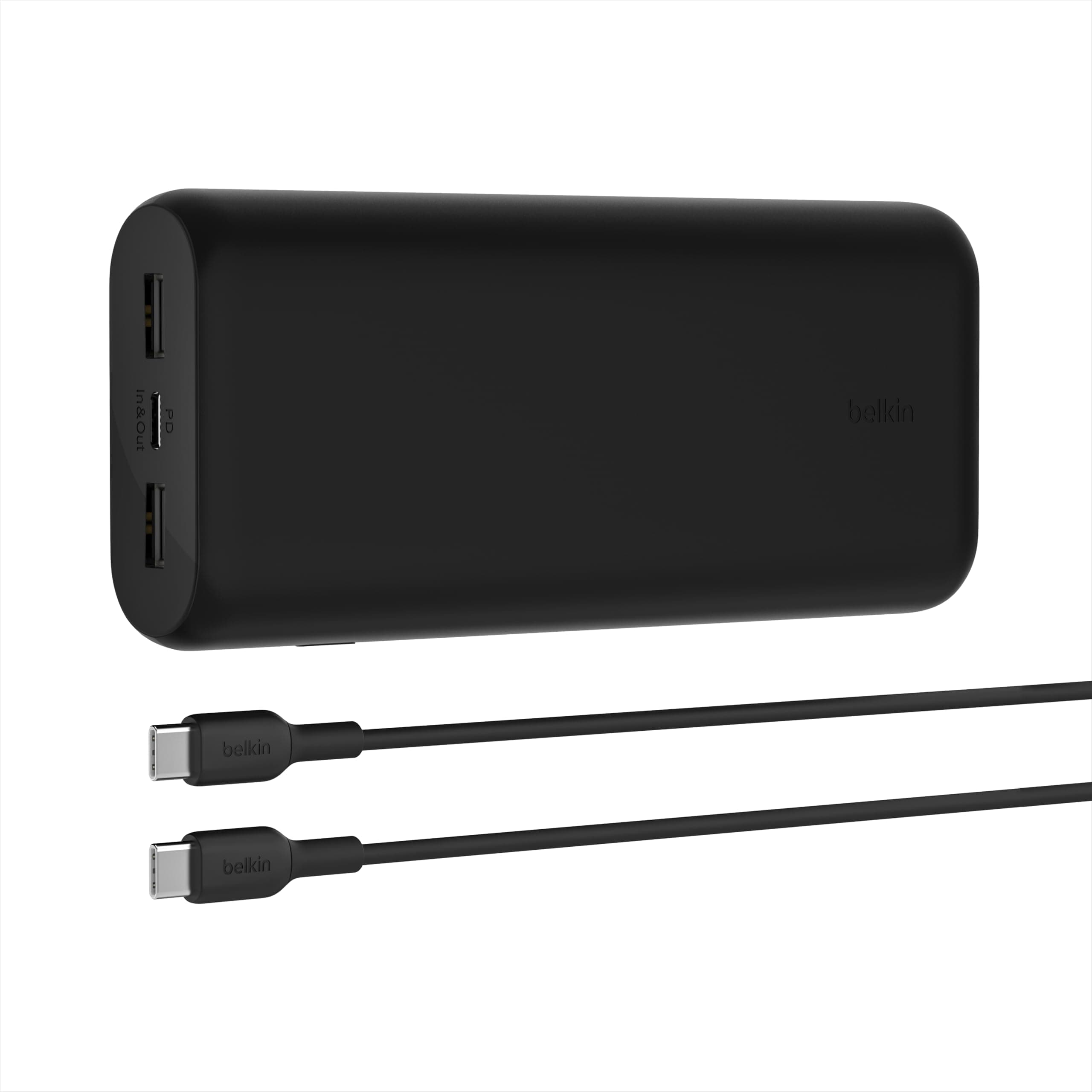Belkin 20000 mAh 20W PD 3.0 Slim Fast Charging Power Bank with 1 USB-C and 2 USB-A Ports to Charge 3 Devices Simultaneously, for iPhones, Android Phon...