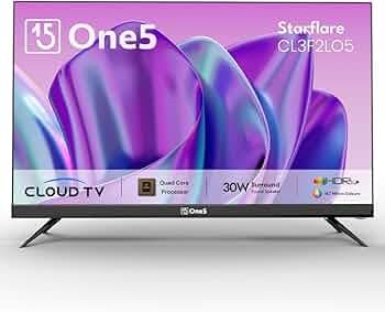 One5 80 cm (32 inches) Starflare Cloud Frameless HD Ready Smart Android LED TV CL3F2LO5 (Black) | (2024 Model)