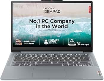 Lenovo IdeaPad Slim 3 AMD Ryzen 3 7320U 14" FHD Thin and Light Laptop (8 GB/512GB SDD/Windows 11 Home/Office Home & Student 2021/1Yr ADP Free/Arctic G...