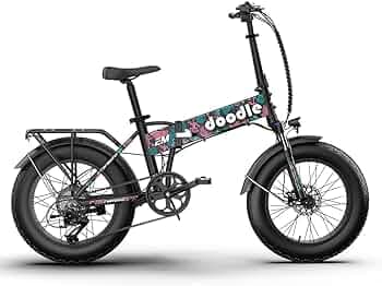EMotorad Doodle v3 Foldable Electric Cycle with 4" Fat Tyres, 7Speed Shimano Gears,16" Aluminium Frame, Front Suspension, LCD Display (Native Pop)
