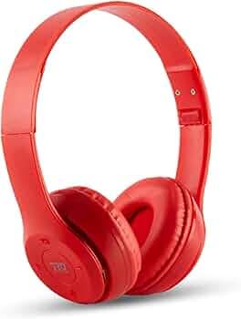 RD BH-205 Pure Bass Bluetooth 5.0 Wireless Over Ear Headphone | 20H Playtime | Four-Microphone System Isolates Voice from Surrounding | Light Weight | Controls on The Ear Cups | Red Color