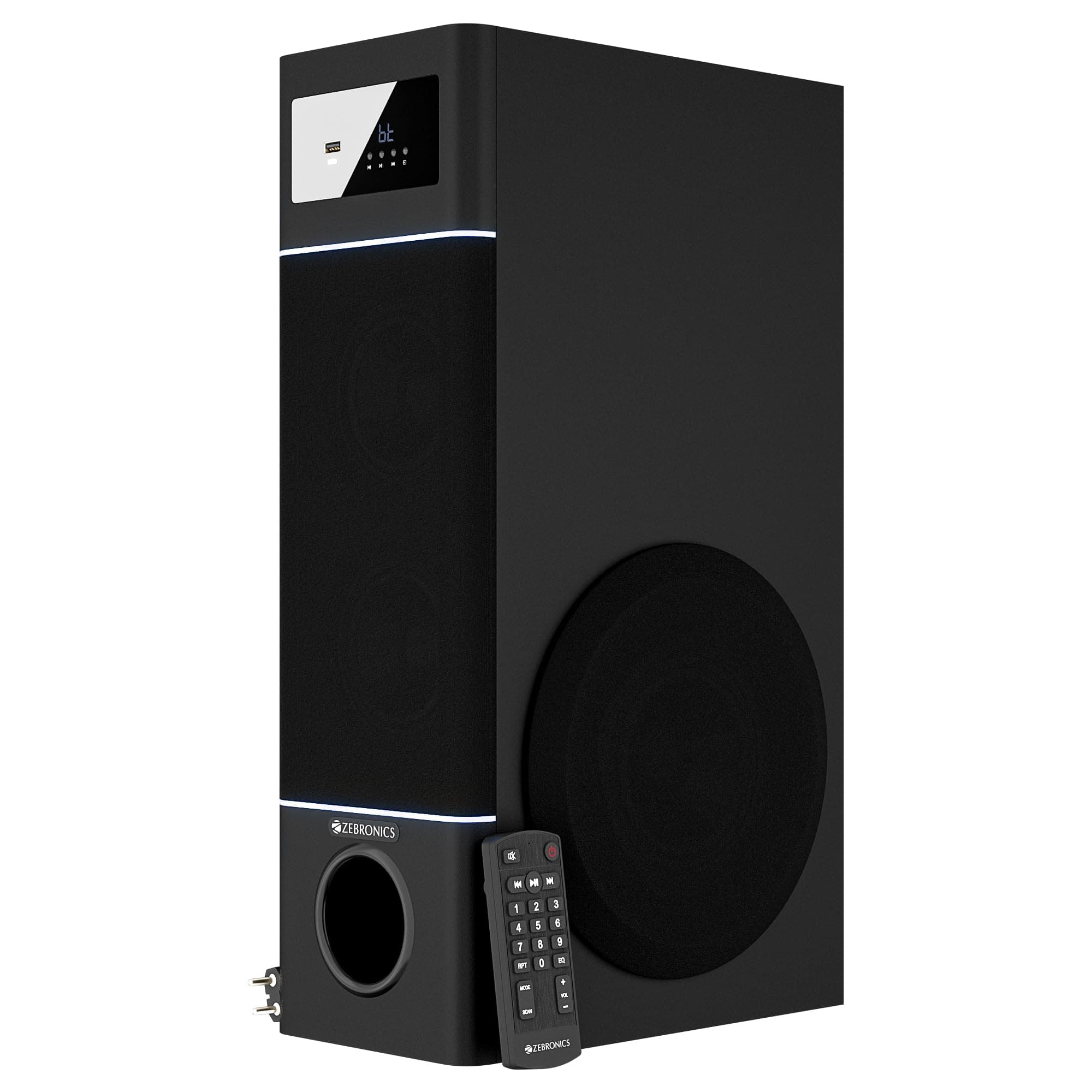 Zebronics Tower Speaker, 50W, 10.16cm Subwoofer Driver, 2X 7.62cm Full Range Drivers, 2-Way Design, Bluetooth v5.1, USB, AUX, Karaoke, 6.3mm Mic Input...