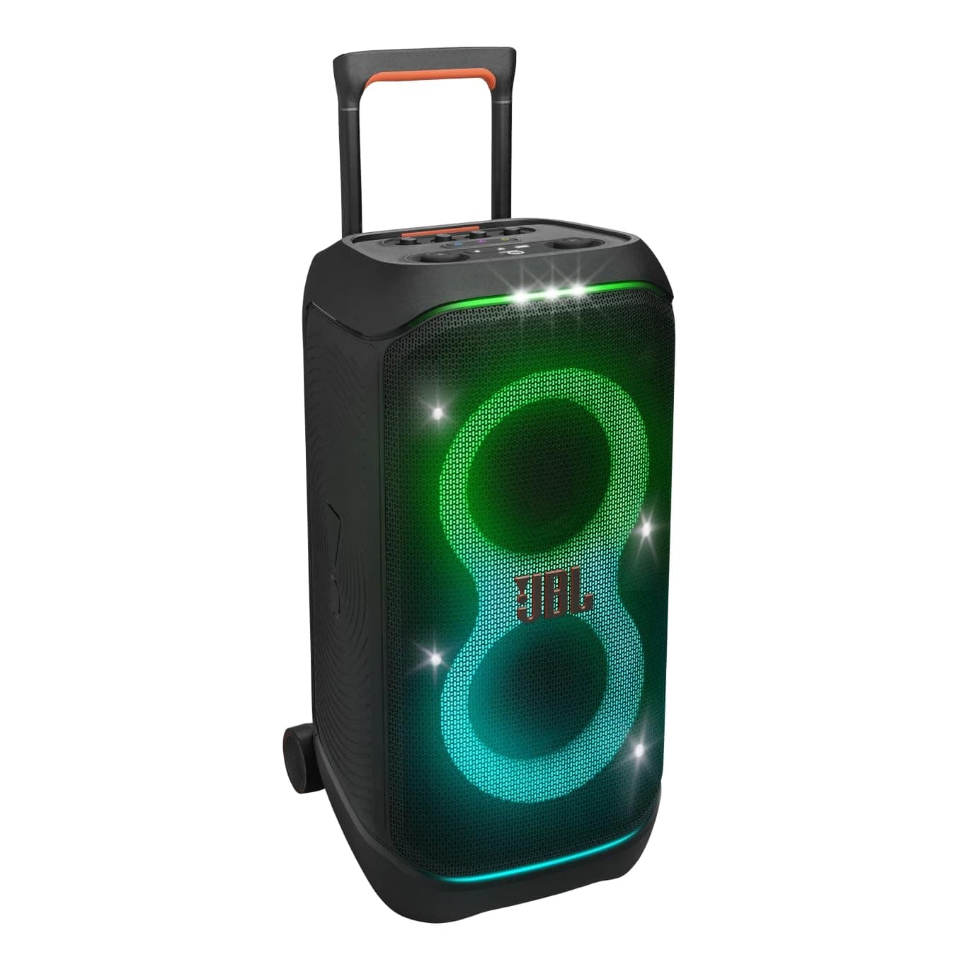 JBL Partybox 320, Portable Bluetooth 240W Party Speaker, AI Sound Boost, Futuristic Light Show, Multispeaker Connection by Auracast, Telescopic Handle...