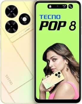 TECNO POP 8 (Alpenglow Gold,(8GB*+64GB)|90Hz Punch Hole Display with Dynamic Port & Dual Speakers with DTS| 5000mAh Battery |10W Type-C| Side Fingerpr...