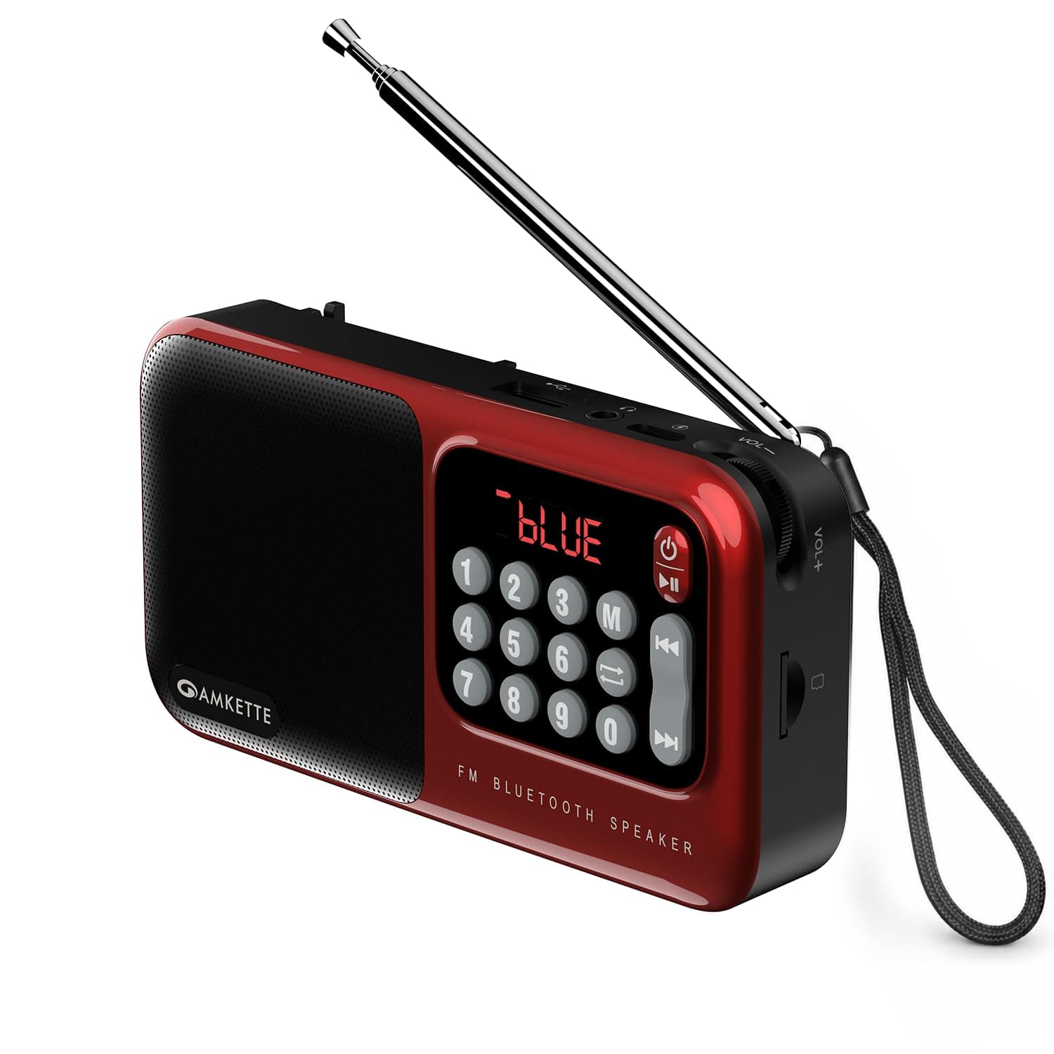 Amkette Pocket Mate FM Radio with Bluetooth Speaker - Type C Charging, Antenna, Multiple Playback 8 Hrs Playtime, and Number Pad (Headphone Jack, SD C...