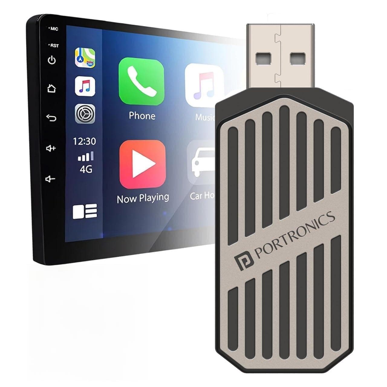 Portronics Tune Wireless Car Receiver, Converts Wired Auto Android & CarPlay to Wireless, USB Plug, Bluetooth Connectivity, Only for Cars with OEM Ins...