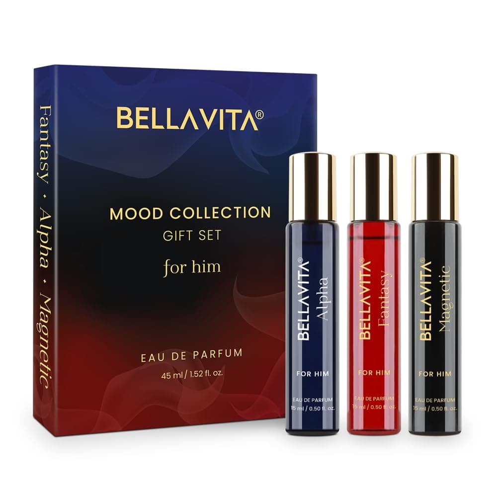 BELLAVITA Mood Collection Gift Set 3x15ML for Men | Alpha, Fantasy & Magnetic EDP Liquid Perfume | with Vanilla, Benzoin and Cedarwood | Fruity, Woody...