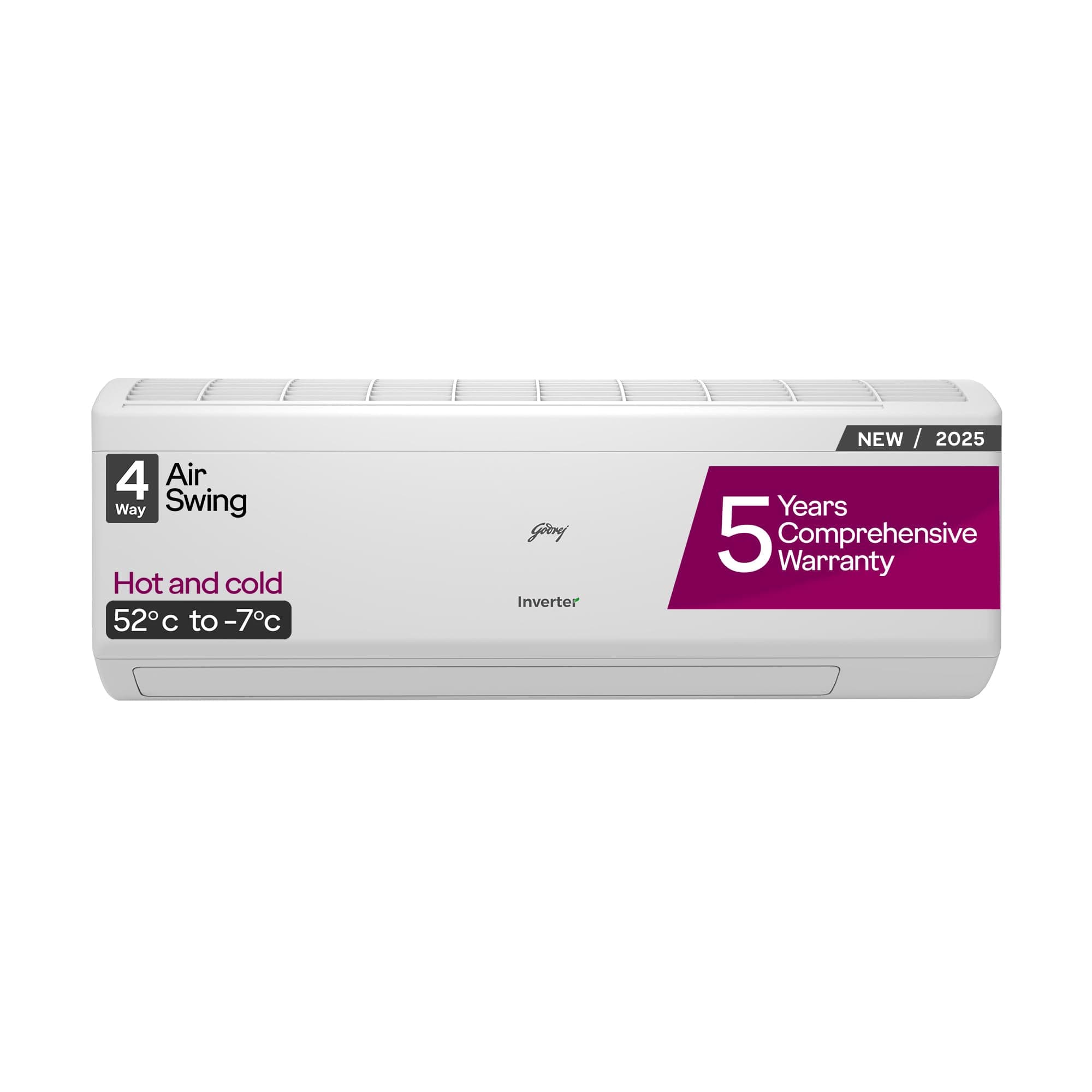 Godrej 1.5 Ton 3 Star, Hot & Cold, Inverter Split AC (Copper, 4 way Air Swing, AC 1.5 SIH 18ITC3 WWS, White)