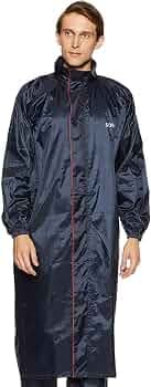 Amazon Brand - Solimo Water Resistant Polyester Long Rain Coat, Blue, Medium